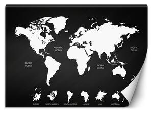 Fototapeta Čiernobiela mapa sveta Materiál: Vliesová, Rozmery: 100 x 70 cm