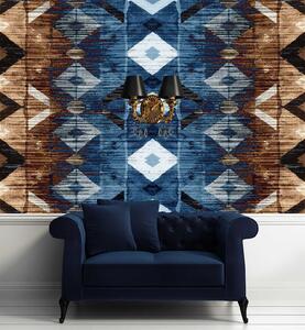 Fototapeta Geometrický vzor, modro-hnedá tapiséria Materiál: Vliesová, Rozmery: 200 x 140 cm