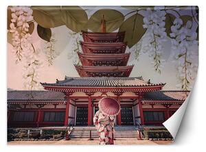 Fototapeta Gejša a chrám Senso Ji v Tokiu Materiál: Vliesová, Rozmery: 200 x 140 cm