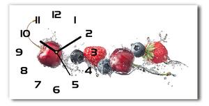 Vodorovné Moderné sklenené hodiny na stenu Lesné ovocie