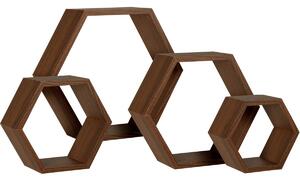 Sada závesných políc Hexagon, 4 ks, MDF