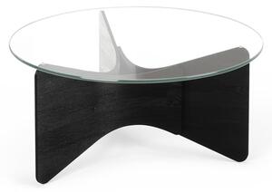 Čierny okrúhly konferenčný stolík so sklenenou doskou 87x87 cm Madera – Umbra