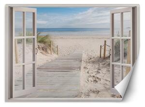 Fototapeta Okno - pohľad na pláž Materiál: Vliesová, Rozmery: 140 x 100 cm
