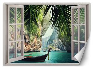 Fototapeta Okno s výhľadom na rajský záliv Materiál: Vliesová, Rozmery: 140 x 100 cm