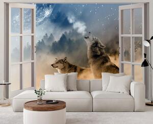Fototapeta Okno - vyjúce vlky Materiál: Vliesová, Rozmery: 140 x 100 cm