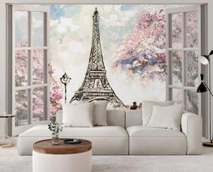 Fototapeta Okno s výhľadom na Eiffelovu vežu Materiál: Vliesová, Veľkosť: 140 x 100 cm