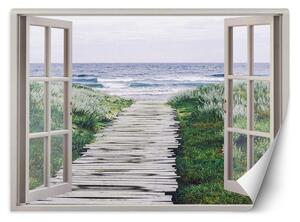 Fototapeta Okno - lávka na pláž Materiál: Vliesová, Rozmery: 140 x 100 cm