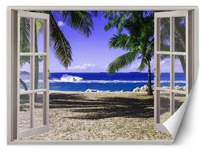 Fototapeta Okno s výhľadom na tropickú pláž Materiál: Vliesová, Rozmery: 140 x 100 cm