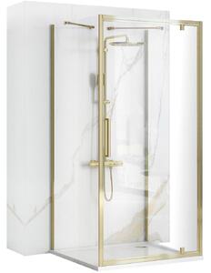 Rea Rapid Swing, 3-stenový sprchovací kút 100 (dvere) x 80 (stena) x 80 (stena) x 195 cm, 6mm číre sklo, zlatý lesklý profil, KPL-09413
