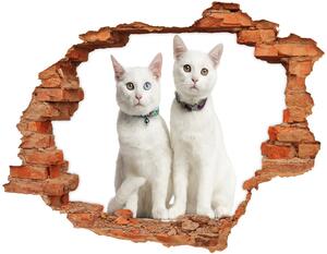 Nálepka 3D diera na stenu Biele mačky nd-c-97350767