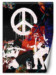 Fototapeta Banksy vojaci a maľovaný znak mieru Materiál: Vliesová, Rozmery: 100 x 140 cm