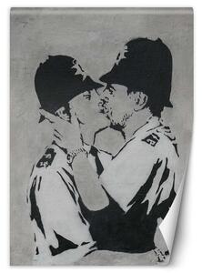 Fototapeta Bozkávanie policajtov, Banksy nástenná maľba Materiál: Vliesová, Rozmery: 100 x 140 cm