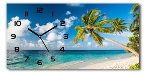 Vodorovné Sklenené hodiny na stenu tiché Maledivy pláž