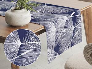 Biante Bavlnený behúň na stôl Sandra SA-414 Biele abstraktné páperie na modrom 20x140 cm