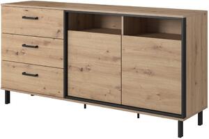 Komoda NESO 3S2D dub artisan / čierny antracit