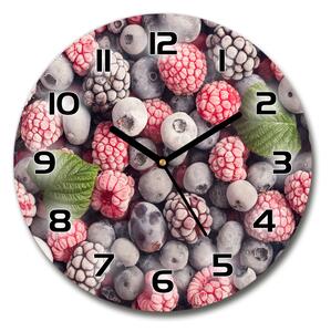 Sklenené nástenné hodiny okrúhle Mrazené lesné ovocie