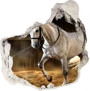 Diera 3D foto tapeta nálepka Biely kôň v stajni