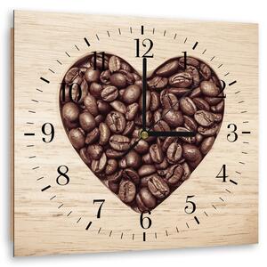 Hodiny na stenu Coffee bean heart Rozmery: 40 x 40 cm