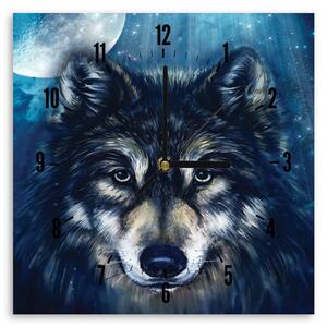 Hodiny na stenu Vlk a mesiac Rozmery: 40 x 40 cm