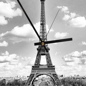 Hodiny na stenu Pohľad na Eiffelovu vežu Rozmery: 40 x 40 cm
