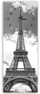 Hodiny na stenu Eiffelova veža v oblakoch Veľkosť: 25 x 65 cm