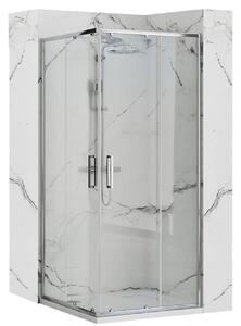 Rea Punto, sprchovací kút 80x80x190 cm, 5mm číre sklo, chrómový profil + čierna sprchová vanička Savoy, KPL-K1863