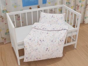 Biante Detské bavlnené posteľné obliečky do postieľky Sandra SA-290 Farebné lučne kvety na bielom Do postieľky 90x130 a 40x60 cm