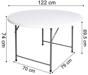 ViaDomo Via Domo - Kempingový stôl Filippa - biela - 122x74x79 cm
