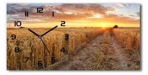 Vodorovné Sklenené hodiny na stenu tiché Pole pšenice