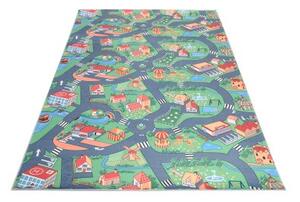 TA Detský koberec B-601 FLANNEL PRINTED Zelený Obdĺžnikový Rozmer: 80x150 cm