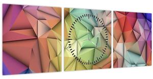 Obraz - Polygonálna abstrakcia (s hodinami) (90x30 cm)