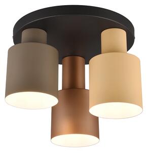 Ceiling lamp bronze with taupe and beige 3-light - Ans