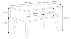 Konferenčný stolík SANA, 90x55x50, biela/dub craft zlatý