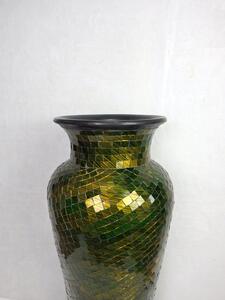 Váza zelená DIVA , keramika, ručná mozaika, (vysoká váza na zem)