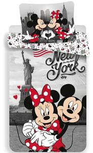 Jerry Fabrics Detské bavlnené obliečky Mickey and Minnie in New York, 140 x 200 cm, 70 x 90 cm