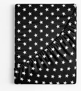 Goldea detská bavlnená napínacia plachta - vzor biele hviezdičky na čiernom 80 x 160 cm
