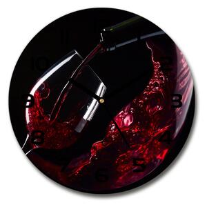 Sklenené nástenné hodiny okrúhle Červené víno