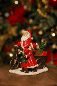 Klasik vianočná figúrka Mikuláš na bicykli 15cm