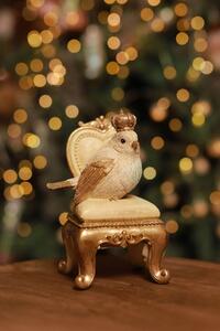 LUX zlatá vianočná figúrka vtáčik na kresle 14cm