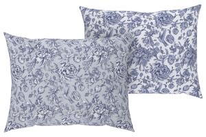 LIVARNO home Poťah na vankúš z bavlneného saténu, 70 x 90 cm, 2 kusy (kvety/modrá) (100347549)