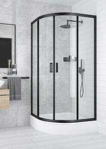 Deante Funkia sprchovací kút 80x80 cm polkruhová čierna matné/priehľadné sklo KYP_N52K