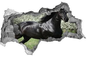 Diera 3D fototapeta na stenu Čierny kôň kvety