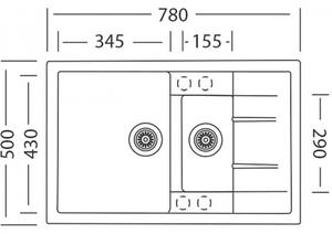 Granitový drez Sinks CRYSTAL 780.1 Metalblack