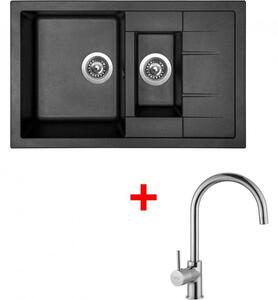 Set Sinks CRYSTAL 780.1 Metalblack + VITALIA