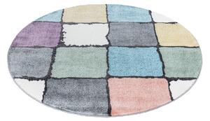 Dekorstudio Moderný okrúhly koberec YOUNG štvorce - vzor 919 Priemer koberca: 120cm