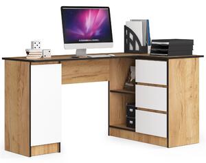 Najlacnejsinabytok Rohový písací stôl B20 155 cm pravý - Craft Oak-White - 3 zásuvk