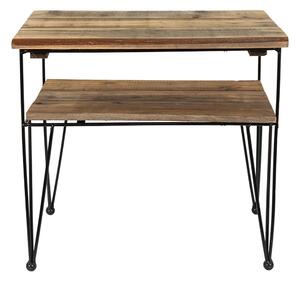 Čierno-hnedý kovový odkladací stolík - 46*36*47 cm - Clayre & Eef