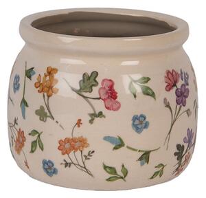 Keramický kvetináč s kvetinami Colourful Flowers S - Ø 12*10 cm - Clayre & Eef