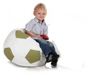 Sedací vak futbalová lopta - bielo zelená olivová