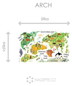 Nalepte.cz Mapa sveta so zvieratkami textilní prelepiteľné nálepky na stenu 75 x 59 cm